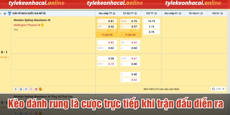 Kèo đánh rung là cược trực tiếp khi trận đấu diễn ra